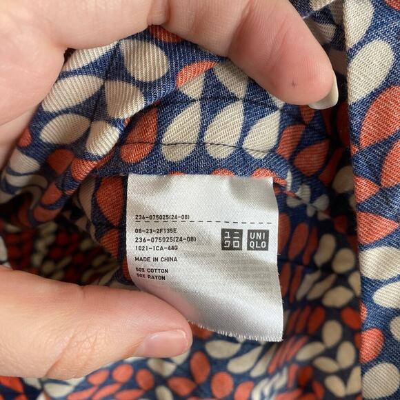 ORLA KIELY x Uniqlo Tunic Top Mini Dress Blue Orange White Geometric Size Medium - Picture 5 of 5